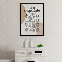 Quadro Guia Da Lavanderia Marrom E Branco 33x24cm - com vidro Quadro Guia Da Lavanderia Marrom E Branco 33x24cm - com vidro