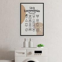 Quadro Guia Da Lavanderia Marrom E Branco 33x24cm