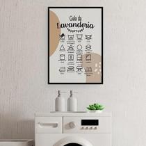 Quadro Guia Da Lavanderia Marrom E Branco 45X34Cm Branca