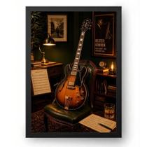 Quadro Guitarra Jazz Sofisticada 15x21cm
