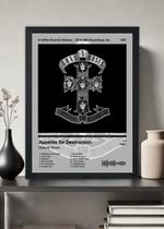 Quadro Guns N' Roses Appetite for D. (Grayscale) Com Vidro Tamanho:21cm x 30cm (A4)