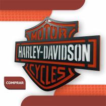 Quadro Harley Davidson 45x34 Cm Preto / Laranja / Branco