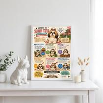 Quadro História Shih Tzu 45x34cm Mold Branca Vidro