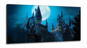 Quadro Hogwarts Castel Harry Potter Com Tela em Tecido Canvas 130x60