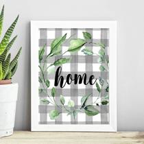 Quadro Home - Cinza Com Folhas 24x18cm Quadro Home - Cinza Com Folhas 24x18cm