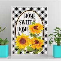 Quadro Home Sweet Home Girassóis 33x24cm - com vidro