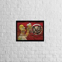 Quadro Homer Simpson Duff Beer Rústico 33x24cm - com vidro - Quadros On-line