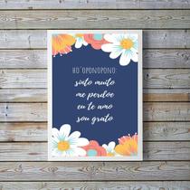 Quadro Hooponopono BorboletasAzuis 33x24cm - com vidro