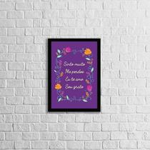 Quadro HoOponopono Te Amo Roxo 24x18cm