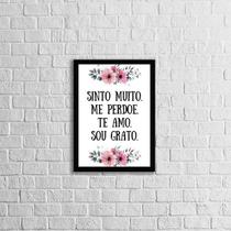 Quadro HoOponopono Te Amo, Sou Grato 24x18cm - com vidro