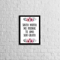 Quadro Hooponopono Te Amo, Sou Grato 24X18Cm