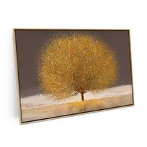 Quadro Horizontal Árvore Dourada Da Vida 60x40 Cm Para Sala - Bimper Quadros