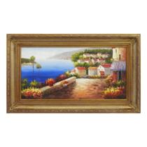 Quadro Horizontal Classico Moldura Trabalhad Oleo Sobre Tela