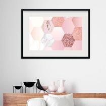 Quadro Horizontal Geométrico Tons De Rosa - 60X48Cm
