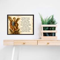 Quadro Horizontal São Miguel Arcanjo - Oração 45x34cm - com vidro