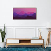 Quadro Horizonte Purple Mountain 86x43 Caixa Marrom Moldura Caixa, Marrom Cafe