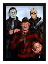 Quadro Ícones Do Terror Freedy Jason Halloween Chucky
