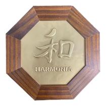 Quadro Ideograma Harmonia Madeira Imbuia Oitavado 18 Cm