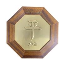 Quadro Ideograma Paz Madeira Imbuia Oitavado e Metal 18 Cm Quadro Ideograma Paz Madeira Imbuia Oitavado e Metal 18 Cm