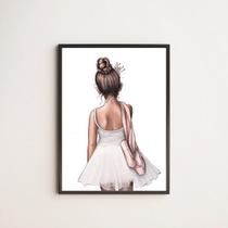 Quadro Ilustração Bailarina De Costas 45x34cm - com vidro Quadro Ilustração Bailarina De Costas 45x34cm - com vidro