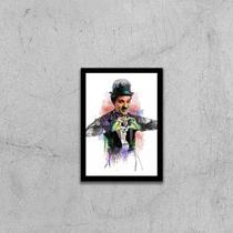 Quadro Ilustração Charlie Chaplin Coração 33x24cm - com vidro