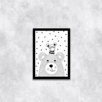 Quadro Ilustração Infantil Bichinhos Escandinavos 24x18cm - com vidro