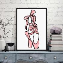 Quadro Ilustração Sapatilha De Ballet 24X18Cm - Com Vidro Quadro Ilustração Sapatilha De Ballet 24X18Cm - Com Vidro