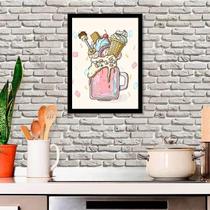 Quadro Ilustração Sorvete Sunday Moldura Preta 24X18Cm Quadro Ilustração Sorvete Sunday Moldura Preta 24X18Cm