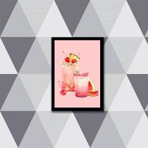 Quadro Ilustração Sucos Naturais Rosa 24x18cm