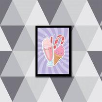 Quadro Ilustrativo Sorvete e Milk Shake 45x34cm - com vidro Quadro Ilustrativo Sorvete e Milk Shake 45x34cm - com vidro