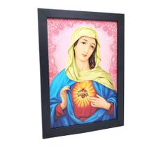 Quadro Imaculado Coração de Maria Moldura Preta Simples Quadro Imaculado Coração de Maria Moldura Preta Simples