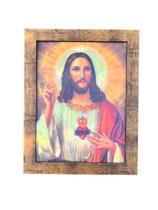 Quadro Imagem 3D Sagrado Coração jesus 30x30 Religioso Decorativo 3D
