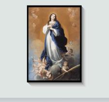 Quadro Imagem da Imaculada Conceição de Maria com Moldura e Acetato Tamanho A3