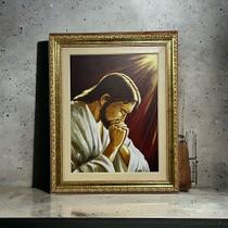 Quadro Imagem Jesus Orando 30x40 luxo Religioso Jesus Orante Dourado Original - Quadros Benfica