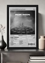 Quadro Imagine Dragons Night Visions (Black&white) Com Vidro Tamanho:21cm x 30cm (A4)