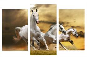 Quadro Impressão Digital 70x120 conjunto de 3 peças cavalos brancos Atelier Valverde