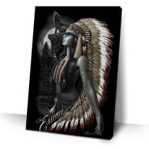 Quadro Índia E O Lobo 40x60 Canvas Moderno Para Sala