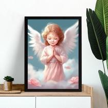 Quadro Infantil Anjinha Rezando 33X24Cm - Com Vidro