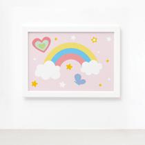 Quadro Infantil Arco Íris 33x43 Moldura Branca Quadro Infantil Arco Íris 33x43 Moldura Branca