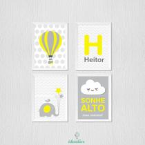 Quadro Infantil Balão Elefantinho Sonhe Alto - Decoração Lúdica