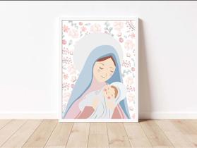 Quadro Infantil Bebê Nossa Senhora 24x33 c Vidro Decoração Infantil Quadro Infantil Bebê Nossa Senhora 24x33 c Vidro Decoração Infantil