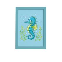 Quadro Infantil Cavalo Marinho Moldura Azul 22x32cm Quadro Infantil Cavalo Marinho Moldura Azul 22x32cm