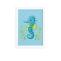 Quadro Infantil Cavalo Marinho Moldura Branca 22x32cm Quadro Infantil Cavalo Marinho Moldura Branca 22x32cm