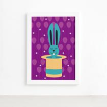 Quadro Infantil Circo Cartola Quarto Moldura Branca 22x32cm