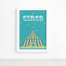 Quadro Infantil Circo Tenda para Quarto Moldura Branca 22x32