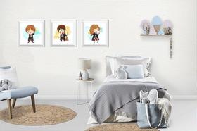 Quadro Infantil Coleção Harry Potter - Kit com 3 Quadros Decorativos