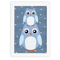 Quadro Infantil Coruja Baby Azul Moldura Branca 33x43cm Quadro Infantil Coruja Baby Azul Moldura Branca 33x43cm