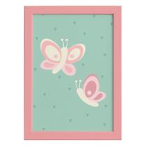 Quadro Infantil Coruja Baby Borboletas Moldura Rosa 22x32cm Quadro Infantil Coruja Baby Borboletas Moldura Rosa 22x32cm