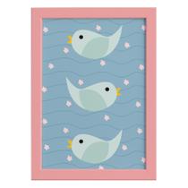 Quadro Infantil Coruja Baby Passarinhos Moldura Rosa 22x32cm Quadro Infantil Coruja Baby Passarinhos Moldura Rosa 22x32cm