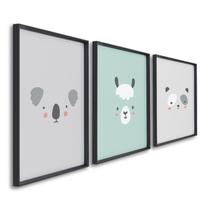 Quadro Infantil Decorativo Rostinhos do Bem Coala Panda Lhama com 3 Telas 60x90cm para Quarto Sala Sem Vidro Quadro Infantil Decorativo Rostinhos do Bem Coala Panda Lhama com 3 Telas 60x90cm para Quarto Sala Sem Vidro